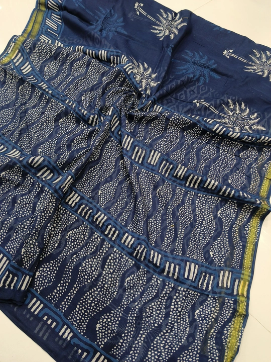 Indigo cotton printed saree  uploaded by business on 5/9/2024