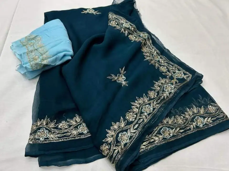 Chiffon saree with blouse  uploaded by business on 5/9/2024