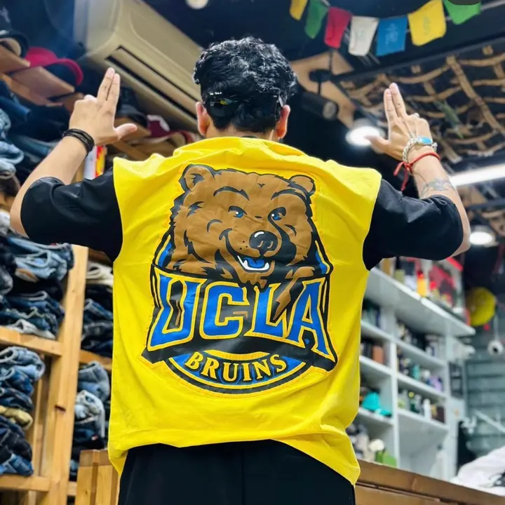 *UCLA BRUINS*
Cotton lycra 210-220 GSM
Front back print + contrast sleeves and rib neck
5 colours ,  uploaded by M.z Ansari Fashion on 5/10/2024