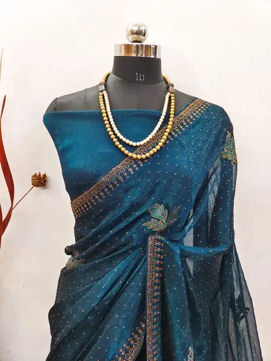 Swarovski Diamond Work Partywear Sarees  uploaded by Akshar Creation on 5/11/2024