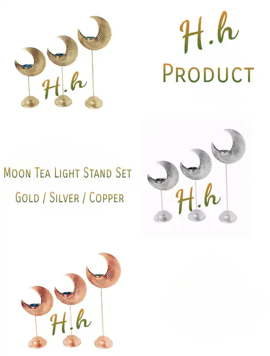 Beautiful Metal  Moon Tea light's Combo Collection in Various Finish  Available  in Very Reasonable  uploaded by Hina Handicrafts on 5/11/2024
