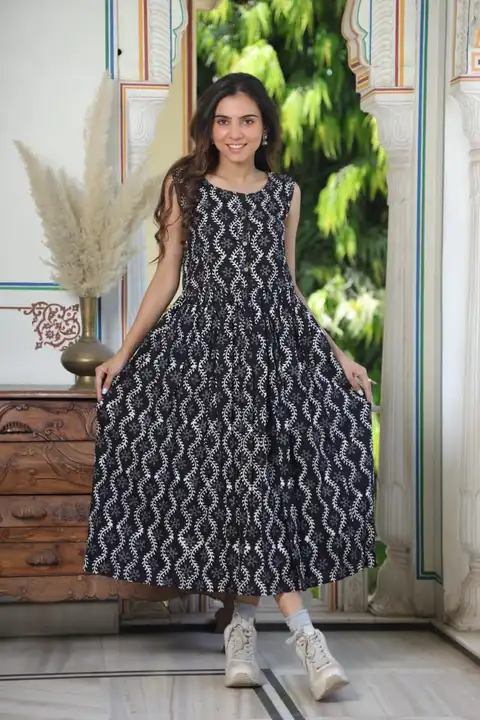 Printed pure cotton one piece kurti dress  uploaded by business on 5/11/2024