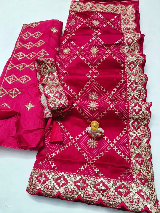 *VICHITRA BLOOMING FAB WITH BEAUTIFUL BANDHANI PRINT ALL OVER WITH FOIL & HEAVY SEQUENCE CUT WORK BO uploaded by Gotapatti manufacturer on 5/11/2024