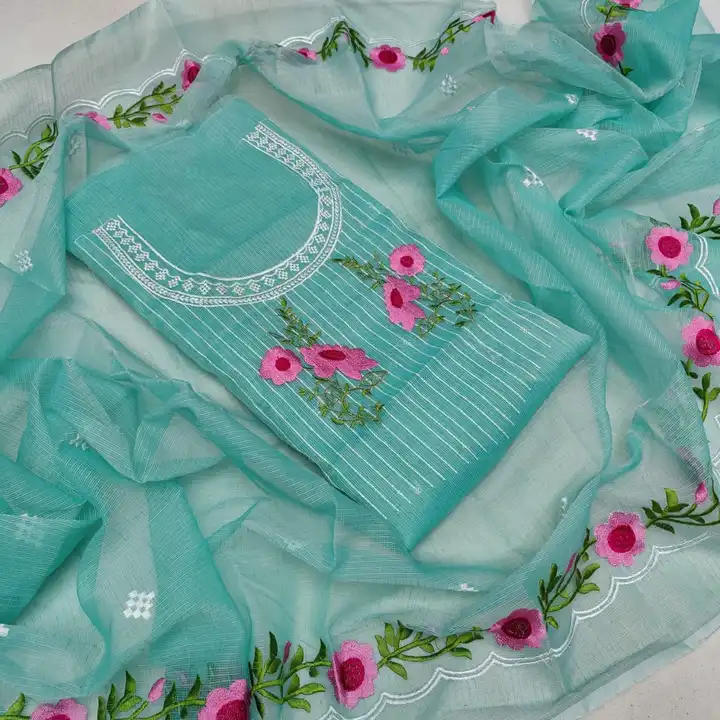 Kota doria embroidery work suit  uploaded by Handloom fabric on 5/12/2024