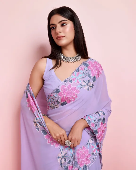 Georgette with embroidery cut work  uploaded by Qatar Saree 🥻  on 5/13/2024