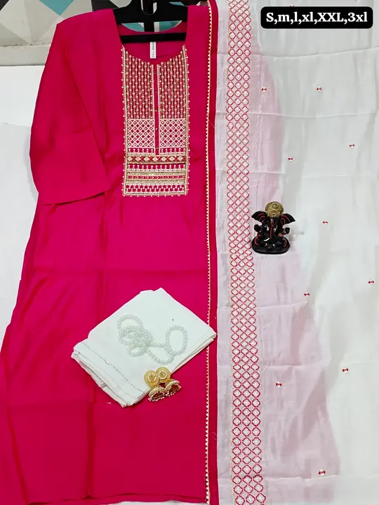 Exclusive Heavy Handwork Silk Three Piece Suit  uploaded by Vihu fashion on 5/13/2024