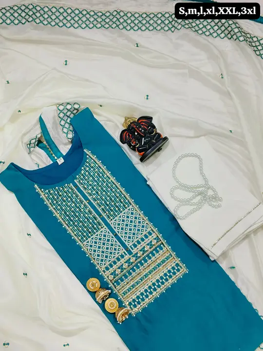 Exclusive Heavy Handwork Silk Three Piece Suit  uploaded by Vihu fashion on 5/13/2024