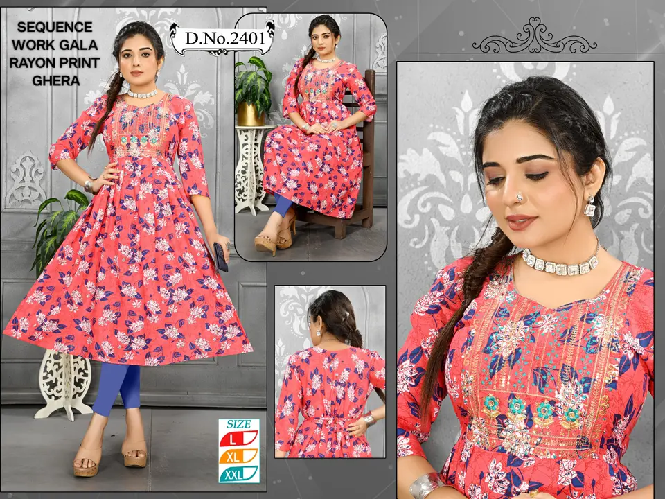 Sequence work long kurti uploaded by RJ Creation on 5/13/2024