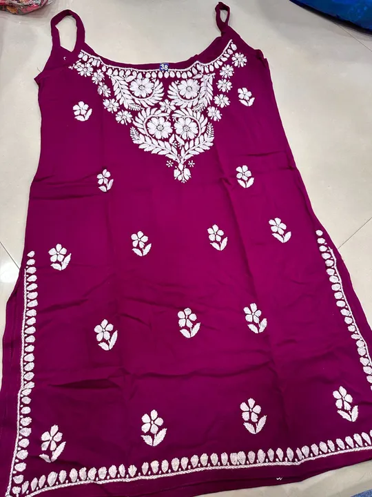 Lucknowi Chikankari rayon sleeveless short kurti ( Only Bulk ) uploaded by Lucknow chickan Fashion on 5/13/2024