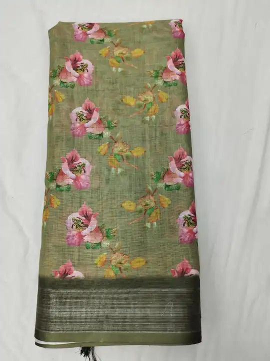 Linen sarees digital print uploaded by business on 5/13/2024