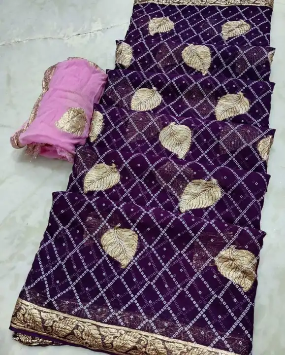 Georgette saree with blouse  uploaded by Chauhan saree lehenga  on 5/14/2024