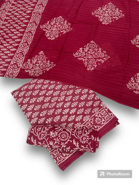 Hand Block Printed Discharge Dabu Printed Unstiched Dress Material Suits uploaded by business on 5/14/2024
