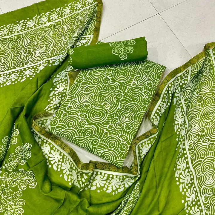 *Wax Batik Hand Block Printed Unstitched Dress Material Suits*

*Muslin Suit With Muslin Dupatta*💐
 uploaded by NOOR textiles  on 5/14/2024