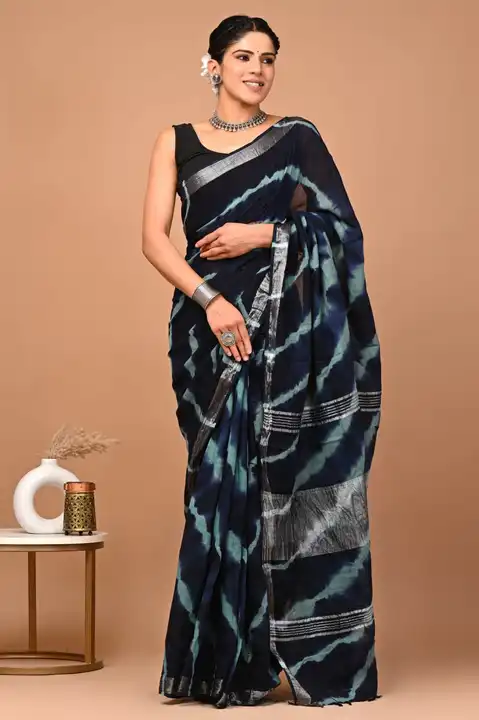 Cotton Linen saree with blouse  uploaded by business on 5/15/2024