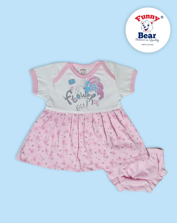 Funny Bear Baby Girl 100% Pure cotton frock dress with bloomer  uploaded by business on 5/16/2024
