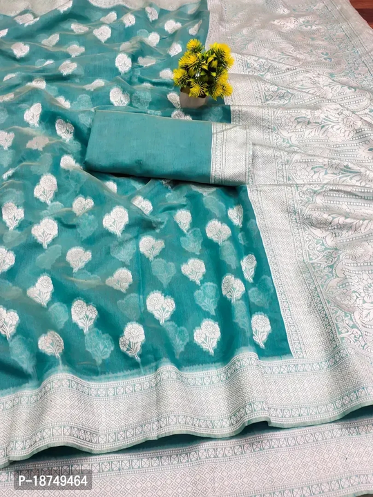 Cotton Linen Saree with Blouse piece uploaded by business on 5/18/2024