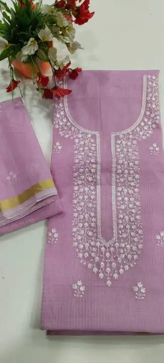 Kota Doria cotton fabric suits embroidery work design  uploaded by RB fashion group on 5/18/2024