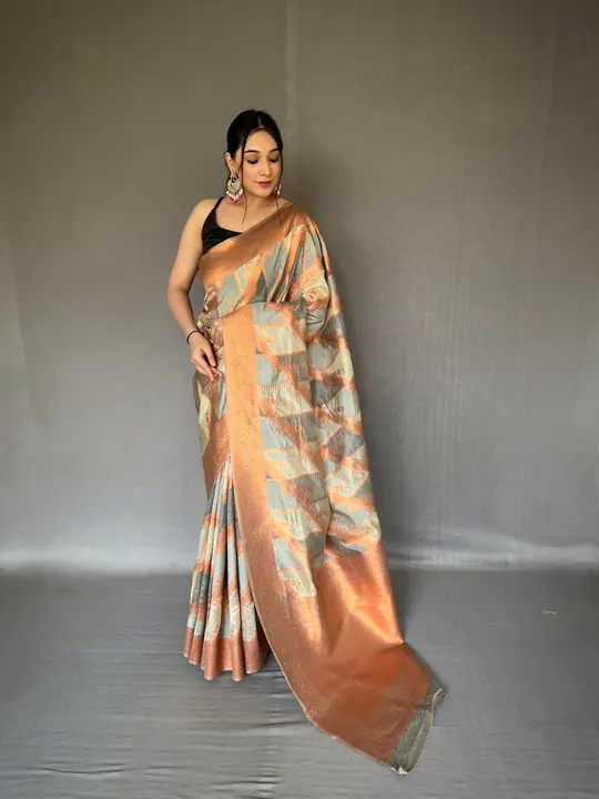 Silky saree with gold zari  uploaded by business on 5/18/2024