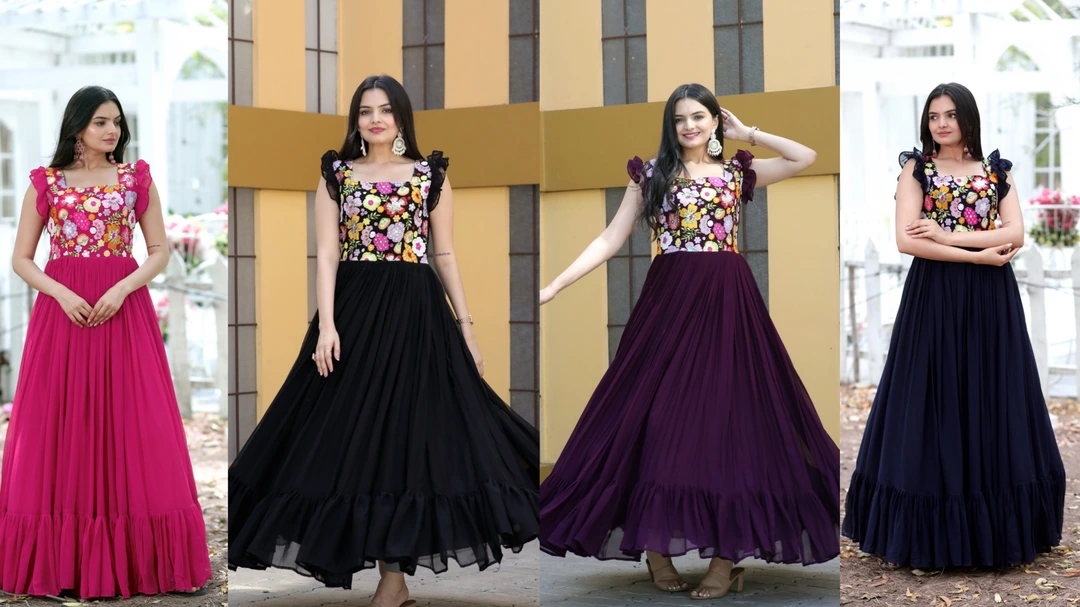 Post image 🛍 *PREMIUM READYMADE DESIGNER GOWN COLLECTIONS.* 💃🏻

💕 *It’s Shows the newly updated trend, It become aspirational for women to wear the best of gowns.*❤️

*#GOWN💕*

👉🏻 *GOWN  :- 👇*
👉🏻 *FABRIC &amp; WORK :-* Faux Blooming With Sequins Multithreaded Embroidered work 

👉🏻 *SIZE     :-* *S(36),M(38),L(40),XL(42), XXL(44)*

👉🏻 *LENGTH    :-* 56 INCH
👉🏻 *FLAIR     :-* 7 MTR 
👉🏻 *LINING    :-* Cotton (Full Inner Top To Bottom)
👉🏻 *SLEEVES    :-* Sleevesless (Shoulder Double Frill Stitching)
👉🏻 *STITCHING TYPE:-* Frill Stitch
👉🏻 *NECK TYPE   :-* Square Neck

👉🏻 *Colour:-* 4 (Wine, Black,Navy Blue,Pink )

👉🏻 *PACKAGE CONTAIN :- Gown*

👉🏻 *WEIGHT :- 0.700KG*

#multisequins #gown #Sequinsgowns #dress #longkurtis #dresses #Embroidered #Printcenter #fashion #kurtiescollection #Gownlove #kurties #gownlovers #kurtisofinstagram #kurtiofindia #kurticollection #KAGown #Gownindia #partyweardress #designer #Gowncenter #Southspecial