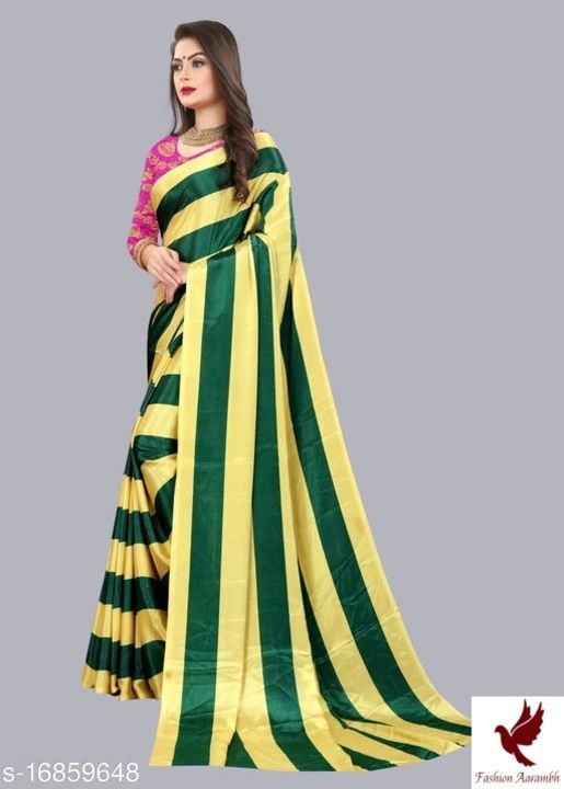 Post image Jivika Refined Sarees*RS 450
Saree Fabric: Silk Blend
Blouse: Separate Blouse Piece
Blouse Fabric: Silk Blend
Pattern: Striped
Blouse Pattern: Printed
Multipack: Single
Sizes: 
Free Size (Saree Length Size: 5.5 m, Blouse Length Size: 0.8 m)