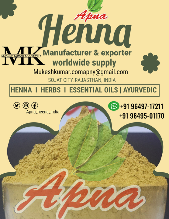 Pure Henna Powder  uploaded by Henna manufacturer Mukesh Kumar & Company  on 5/22/2024
