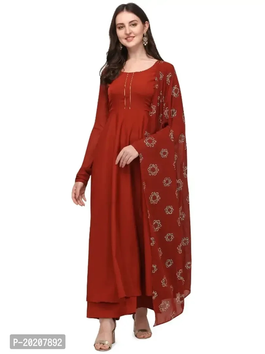 Flared long crepe kurti set with Georgette printed dupatta uploaded by business on 5/26/2024