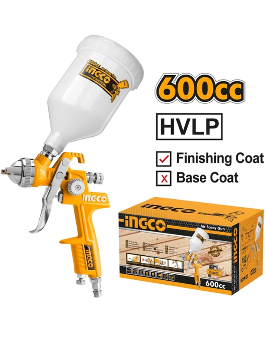 INGCO 600cc Capacity with Plastic Cup | HVLP spray gun Air Assisted Sprayer (Multicolor) uploaded by Reseller Zone on 5/30/2024
