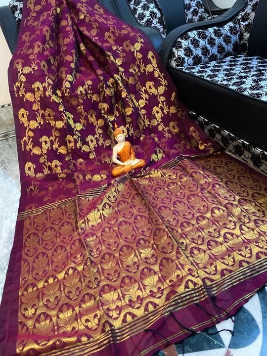 All Over Zari Work Linen Saree uploaded by Moumi Trendz  on 3/26/2021