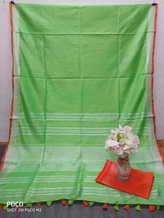 PURE LINEN BY LINEN SAREE.
COUNT:-100.
SHIPPING FREE. uploaded by MM HANDLOOM AND SONS on 3/26/2021