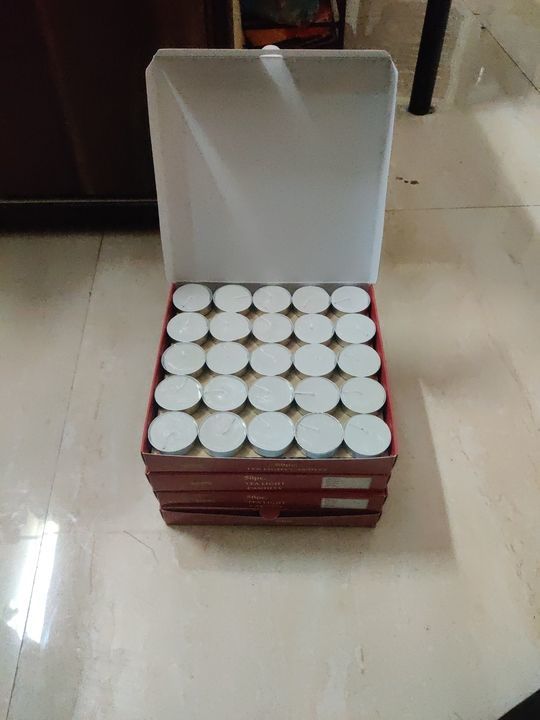 Post image Hello everyone 
We are here to let you know that 
We are opening our order slots for future festivals
Our main product of tealight candles set of 50 unscented is available 
We are taking wholesale orders for tealight unscented candles 
Message us with your requirements and we can negotiate with the prices . 
Thank you 
Please check the attached pictures for product details