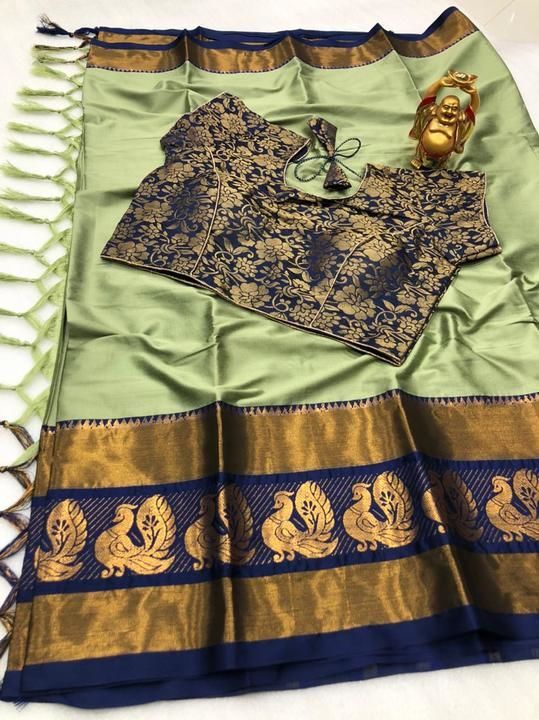 Fabric :cotton silk 

Saree 6.30 mtr with running blouse 

. With Stiched Blouse😍*
 uploaded by business on 3/27/2021