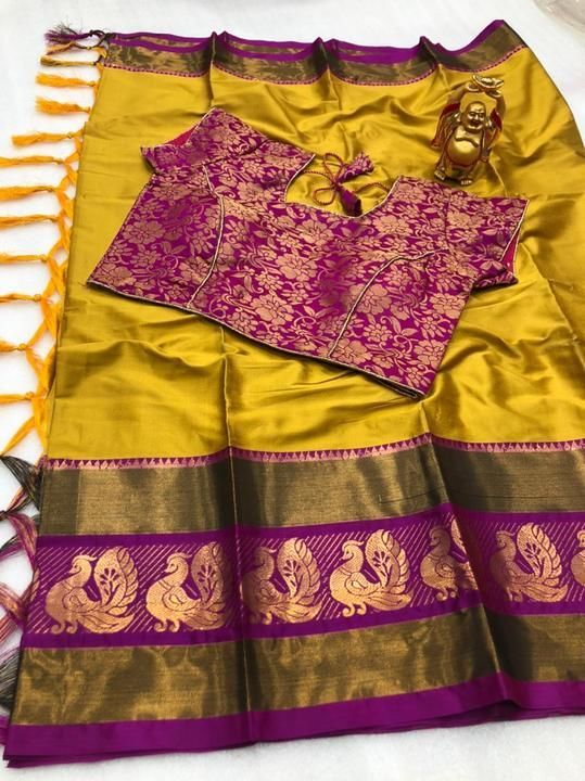 Fabric :cotton silk 

Saree 6.30 mtr with running blouse 

. With Stiched Blouse😍*
 uploaded by business on 3/27/2021