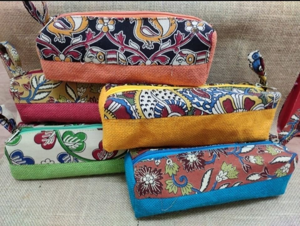 Handmade jute kalamkari pencil pouches uploaded by business on 3/27/2021