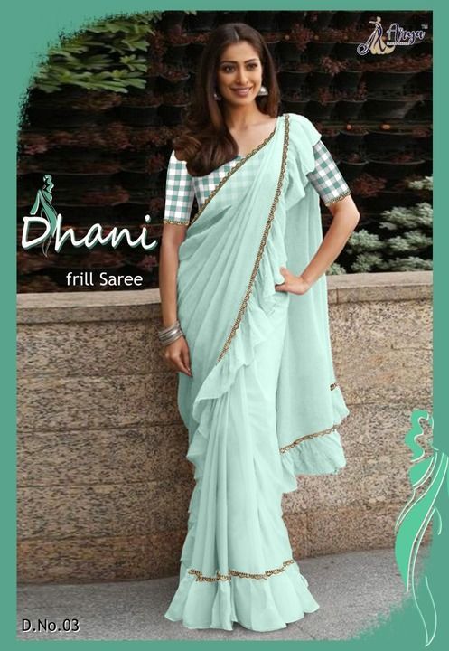 Post image DHANI frill SAREE
÷÷÷÷÷÷÷÷÷÷÷÷÷
!- Colour - 6

!- SAREE:-(5.5 MTR)
!- FABRIC :- Georgette

!- BLOUSE:- (.8o  MTR)
!- FABRIC - Bangalore digital print

!- RATE: 650+ship 

!- READY FOR SHIP
!- BOOK FAST
