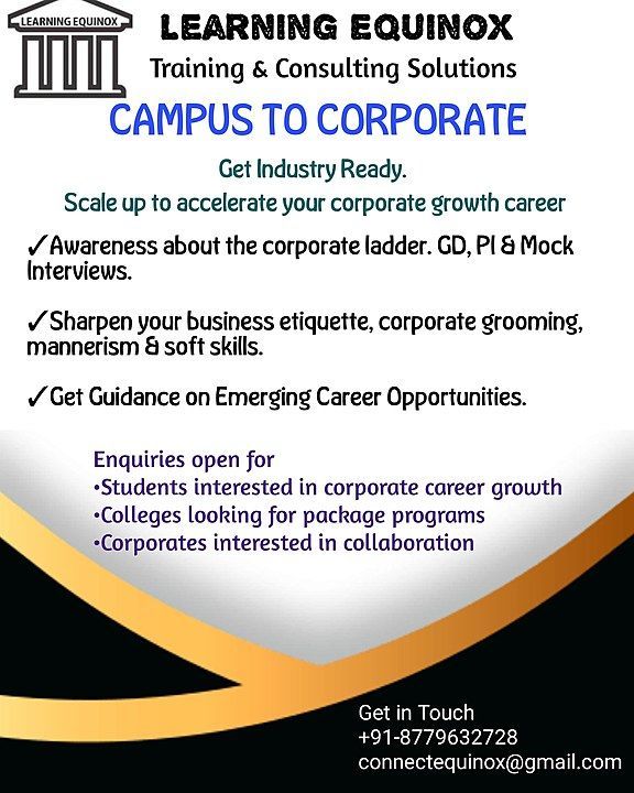50 hours program that will assist in smooth transition from campus to corporate world.  uploaded by Learning Equinox on 7/19/2020