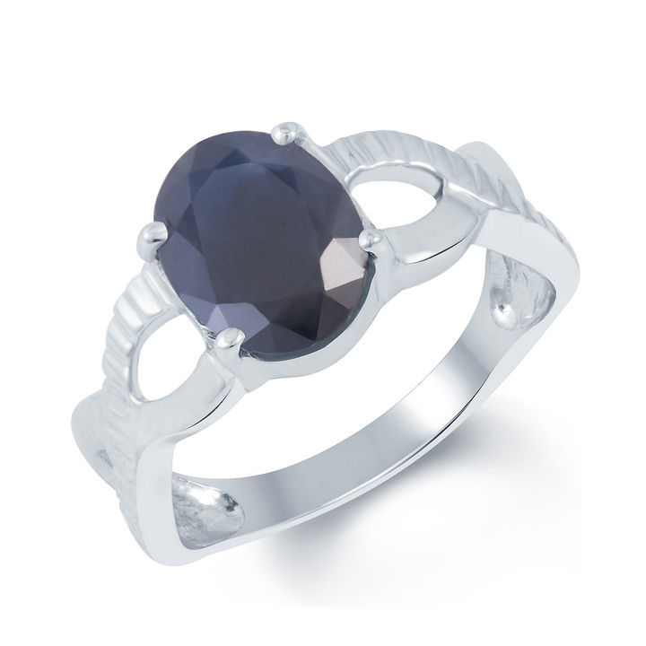 Blue sapphire silver ring uploaded by Kundali Gems  on 3/27/2021