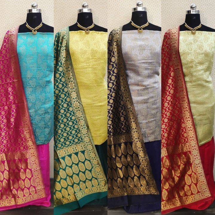 Women's Ethnic Banarasi Silk Unstitched Salwar Suit Material  uploaded by business on 3/27/2021