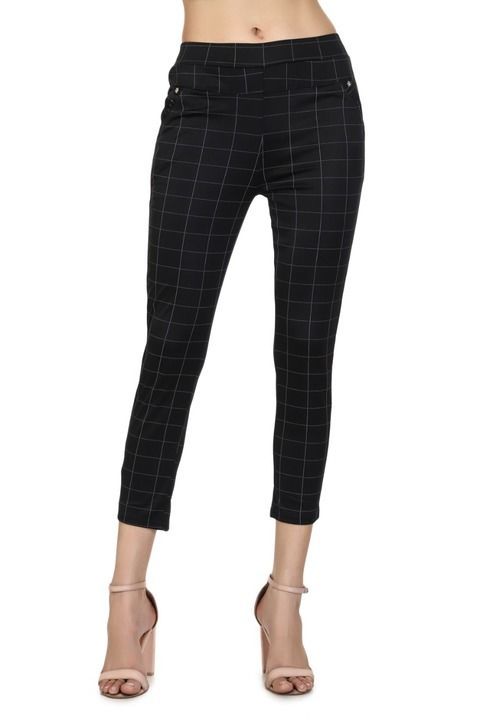 Slim fit Jegging check pants black free size uploaded by business on 3/27/2021