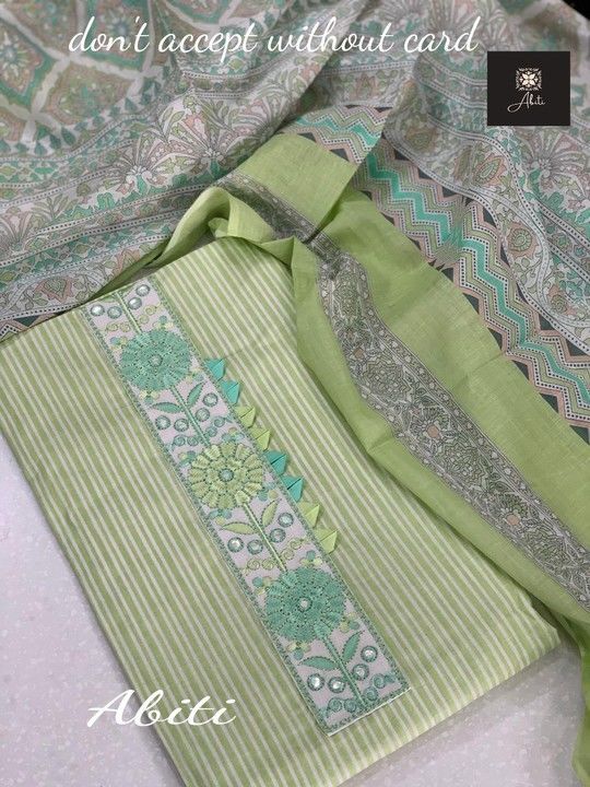 Pure cotton stripes with embroidered patch
Bottom pure cotton ( same as base color)
Dupatta pure mal uploaded by ABITI on 3/27/2021