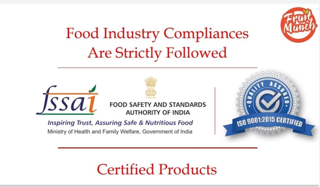 Post image We Follow all the compliance of FSSAI.
Even we are ISO 9001:2015 Certified