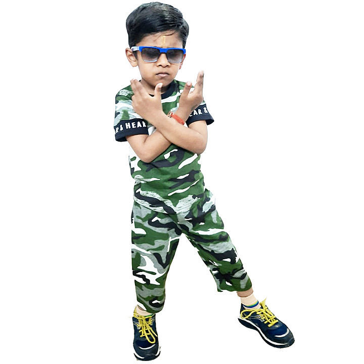 Kids Military printed T-Shirt & 3Quarter pants  uploaded by SMAYAN ENTERPRISES on 5/17/2020