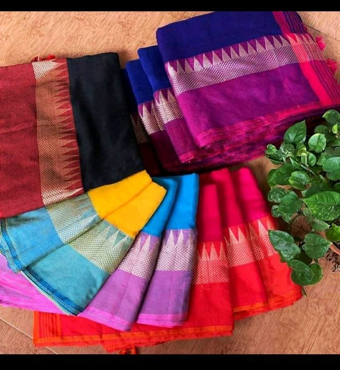 Handloom khadi cotton saree with blouse piece uploaded by business on 3/28/2021