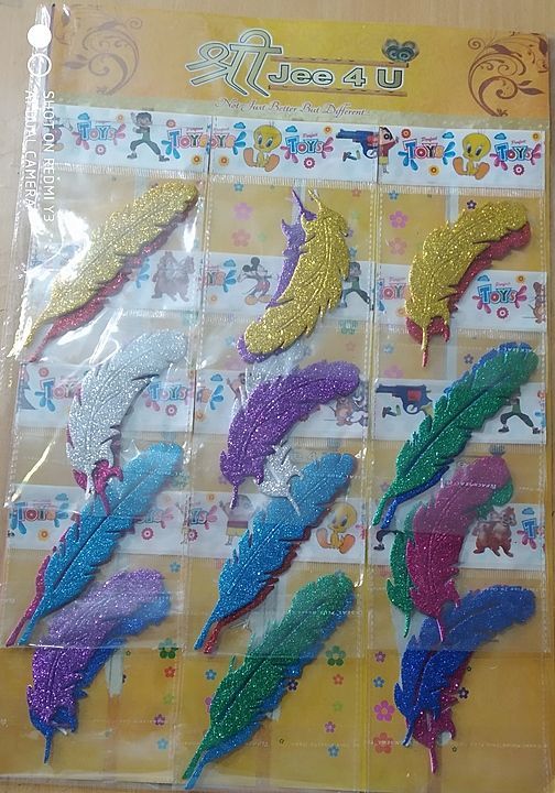 Eva Glitter Feathers Shapes Stickers uploaded by Indian Map House on 7/20/2020