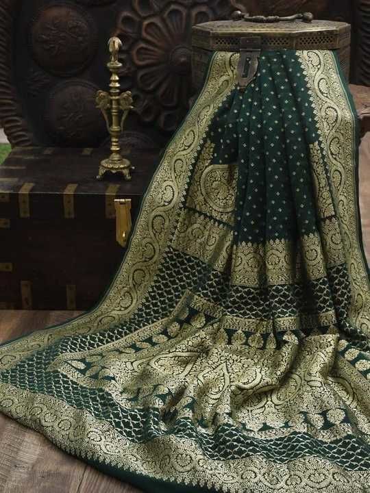 *BANARASI SEMI* *GEORGETTE SAREE *WITH ANTIQUE ZARI WEAVING ALLOVER* uploaded by business on 3/29/2021