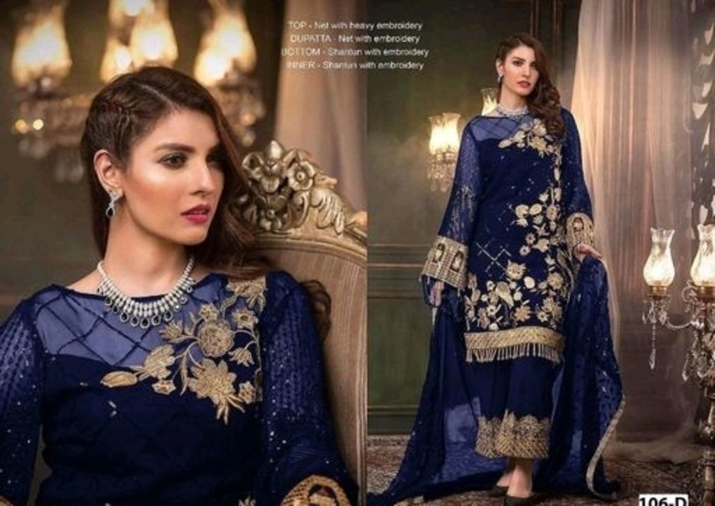 Post image Catalog Name:*Trendy Graceful Semi-Stitched Suits*
Top Fabric: Georgette
Lining Fabric: Shantoon
Bottom Fabric: Shantoon
Dupatta Fabric: Net
Multipack: Single
Sizes: 
Free Size (Top Bust Size: Up To 46 in, Top Length Size: 45 in, Bottom Length Size: 2.2 m, Dupatta Length Size: 2.1 m) 
Semi Stitched (Top Bust Size: Up To 46 in, Top Length Size: 45 in, Bottom Length Size: 2.2 m, Dupatta Length Size: 2.1 m) 
Un Stitched (Top Bust Size: Up To 46 in, Top Length Size: 45 in, Bottom Length Size: 2.2 m, Dupatta Length Size: 2.1 m)