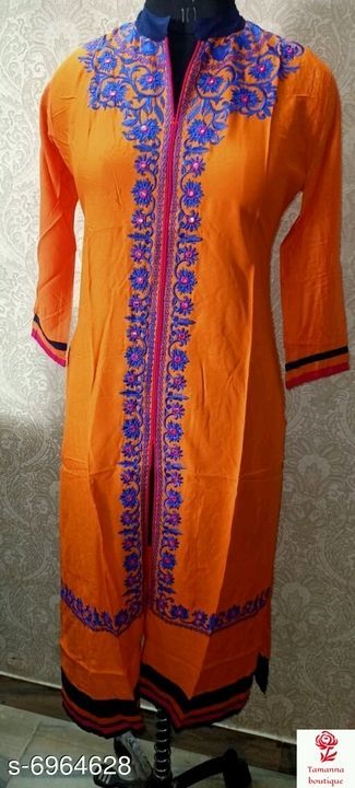 Rayon embroidered Kurti  uploaded by business on 3/30/2021