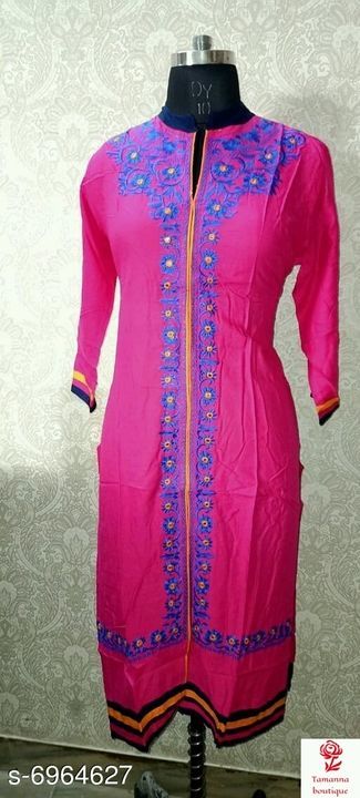 Rayon embroidered Kurti  uploaded by business on 3/30/2021