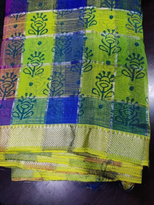 Mangalagiri pattu saree with printing uploaded by K k handlooms on 3/30/2021