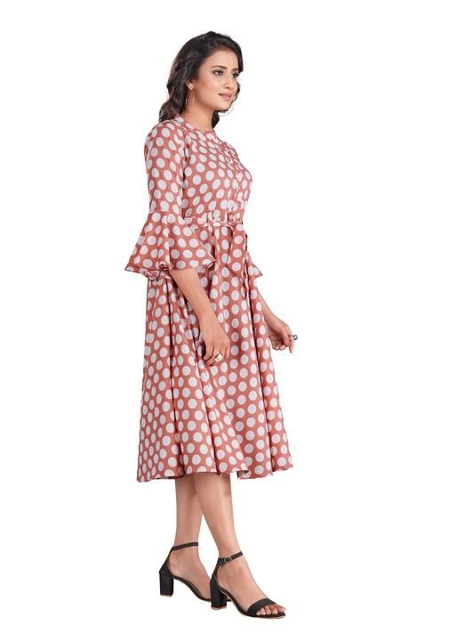 Women fit and flare pink dress uploaded by business on 3/30/2021