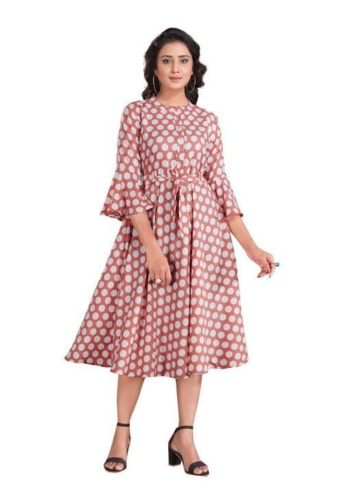 Women fit and flare pink dress uploaded by business on 3/30/2021